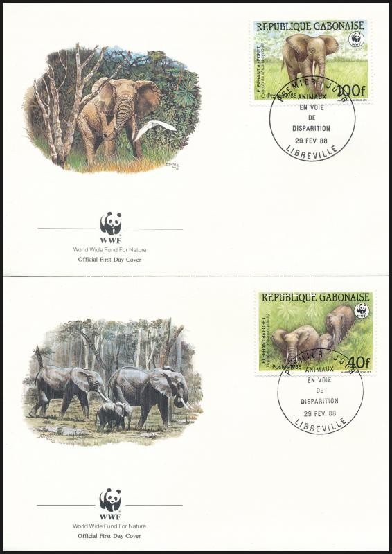 WWF: Erdei elefánt sor 4 db FDC-n, WWF: Forest elephant set on 4 FDC