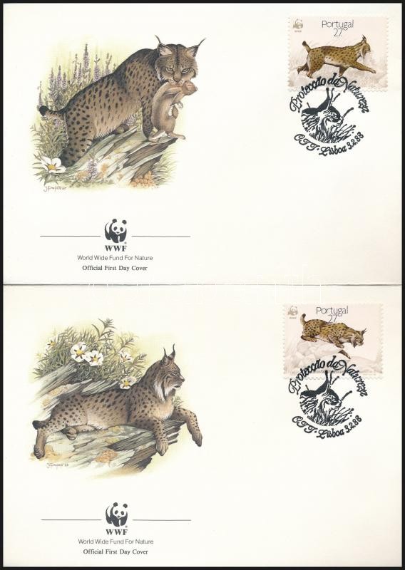 WWF Iberian lynx set 4 FDC, WWF: Ibériai hiúz sor 4 db FDC-n