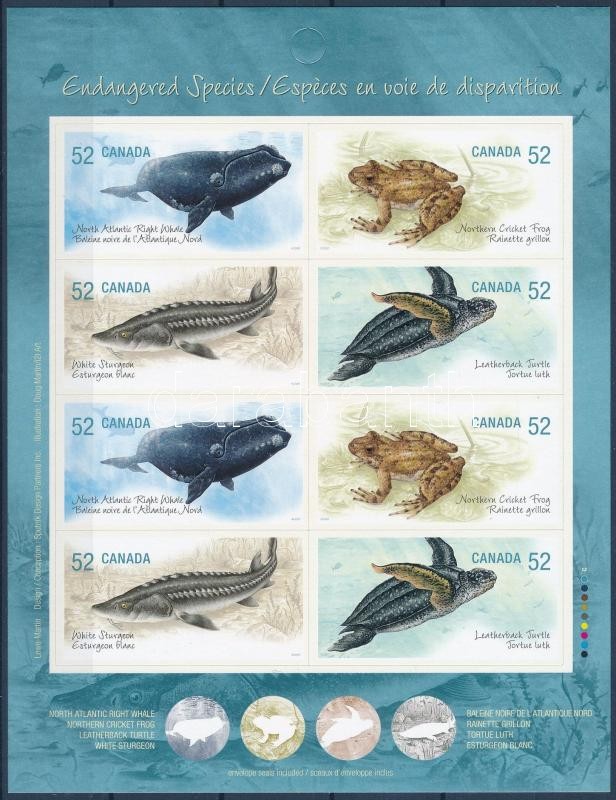Endangered animals stamp foil imperforated self-adhesive stamps, Veszélyeztetett állatok bélyegfólia vágott öntapadós bélyegekkel