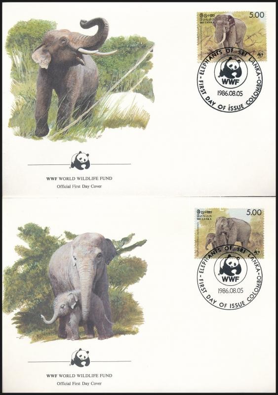 WWF: Elephants set on 4 FDC, WWF: Elefántok sor 4 db FDC-n