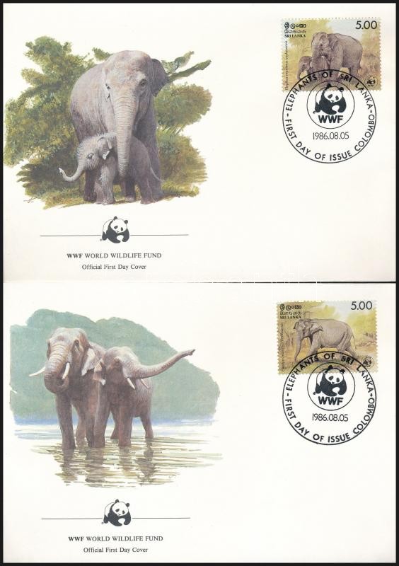 WWF: Elefántok sor 4 db FDC-n, WWF Elephant set 4 FDC