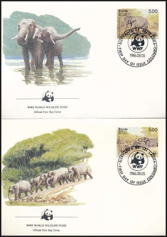 WWF: Elephants set on 4 FDCs, WWF: Elefántok sor 4 db FDC-n