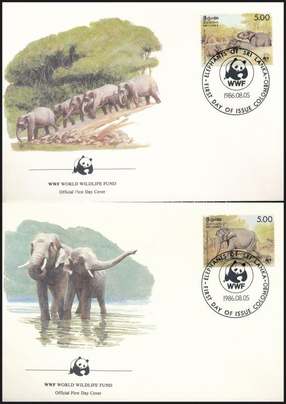 WWF: Elephants set on 4 FDC, WWF: Elefántok sor 4 db FDC-n