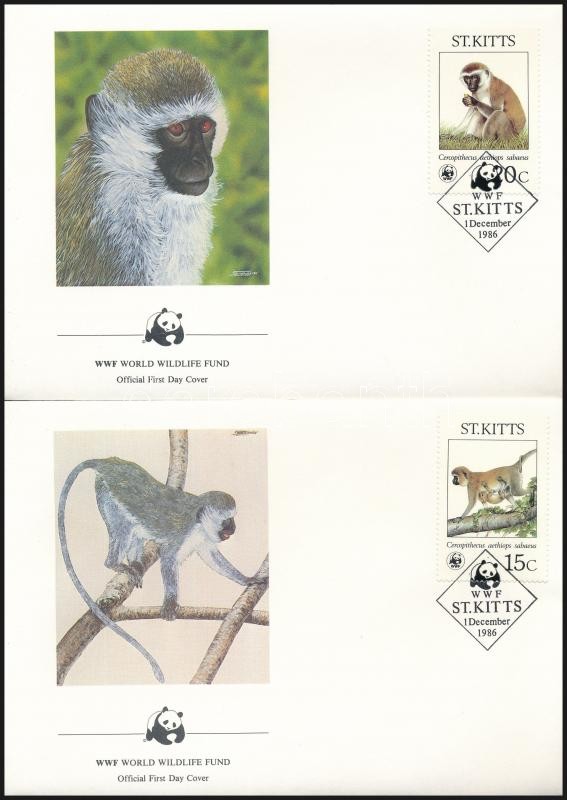 WWF Monkies set 4 FDC, WWF: Majom sor 4 db FDC-n