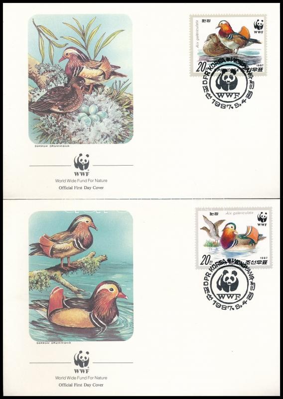 WWF: Mandarin duck set on 4 FDC, WWF: Mandarinréce sor 4 FDC