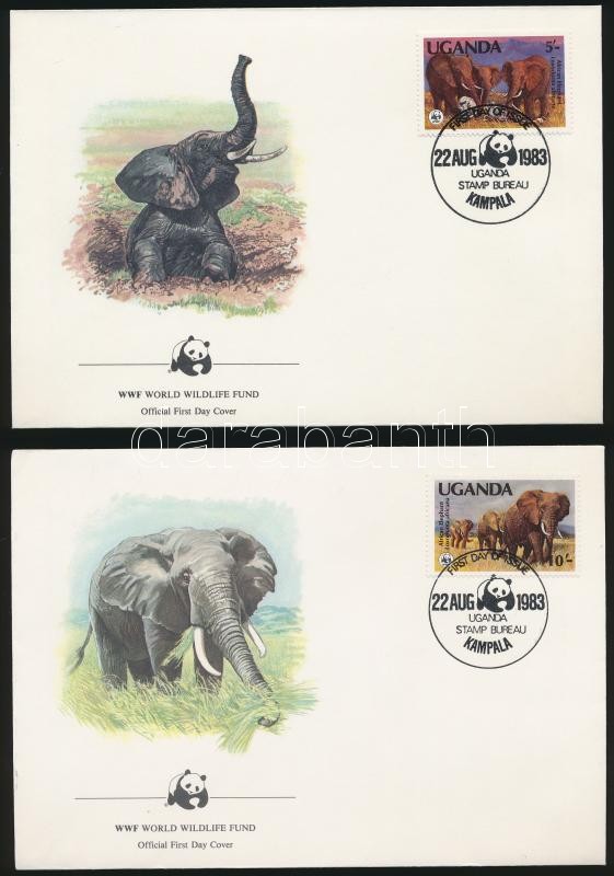 WWF: African elephant set on 4 FDC, WWF: Afrikai elefánt sor 4 db FDC-n
