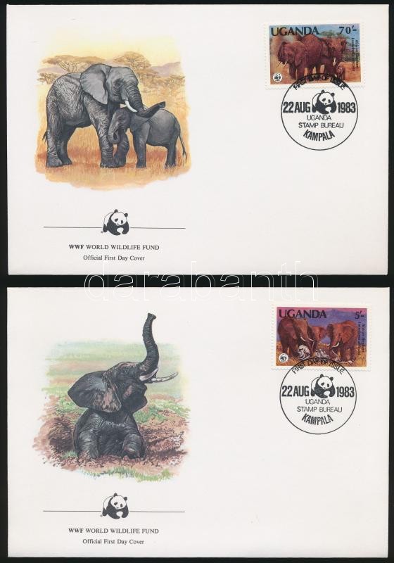 WWF: Afrikai elefánt sor 4 db FDC-n, WWF: African elephants set on 4 FDC