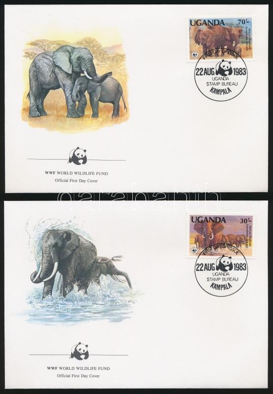 WWF: Afrikai elefánt sor 4 db FDC-n, WWF: African elephant set 4 FDCs