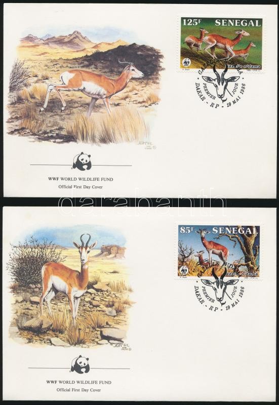 WWF: Gazelles set on 4 FDCs, WWF: Gazella sor 4 db FDC-n