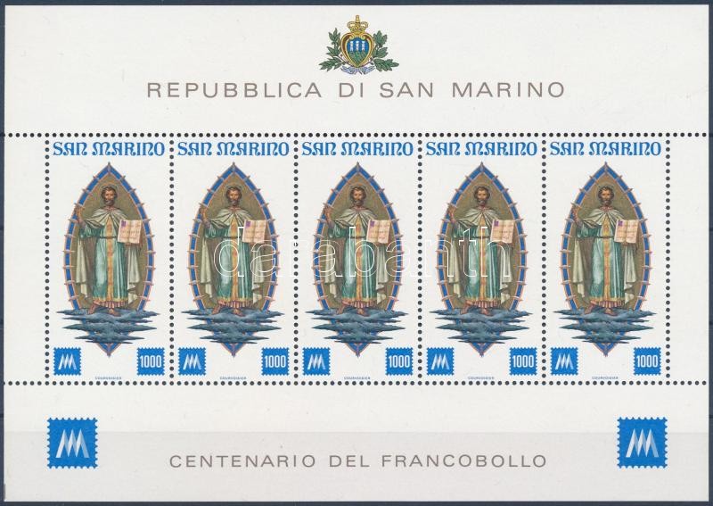 Centenary of Stamp mini sheet, 100 éves a bélyeg kisív
