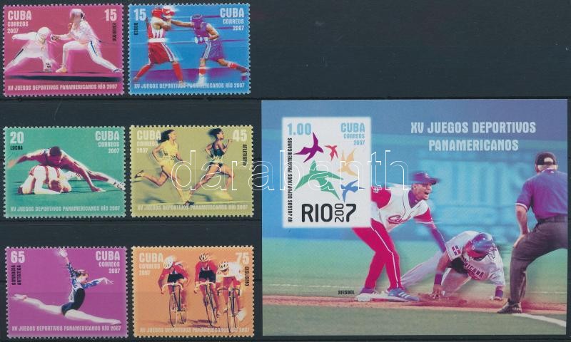 Pan American Sport Games set + imperforated block, Pánamerikai sportjátékok sor + vágott blokk