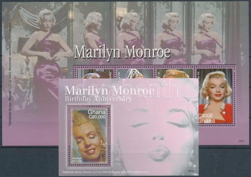 Marilyn Monroe születésének 80. évfordulója kisív + blokk, Marilyn Monroe's 80th birth centenary mini sheet + block