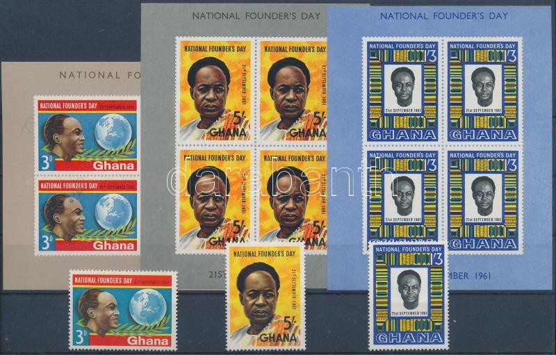 Kwame Nkrumah 52. születésnapja sor  + blokksor, 52nd Birthday of Kwame Nkrumah  set + blockset
