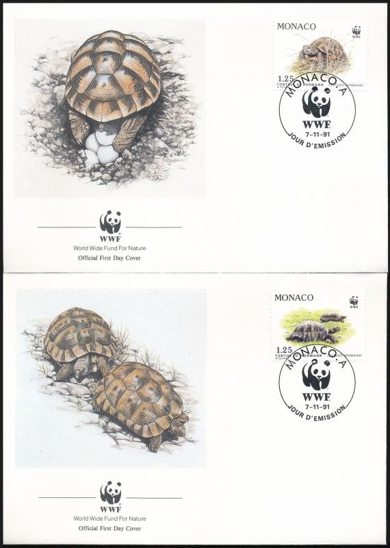 WWF: Görög teknős sor 4 FDC-n, WWF Greek turtle set 4 FDC
