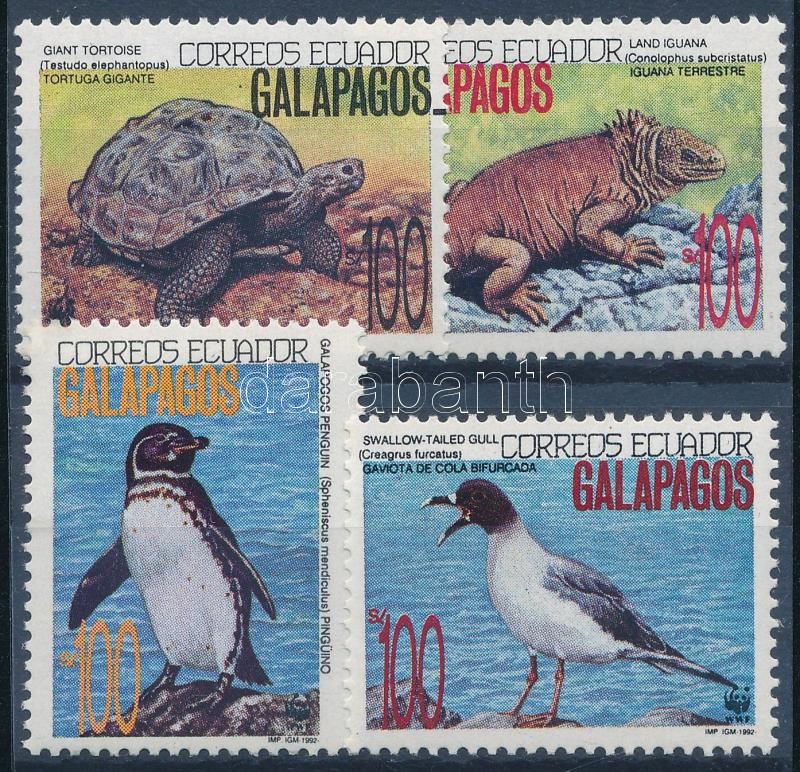 WWF The wildlife of the Galapagos Islands set 4 values + 4 FDC, WWF: A Galápagos-szigetek élővilága sor 4 értéke + 4 db FDC