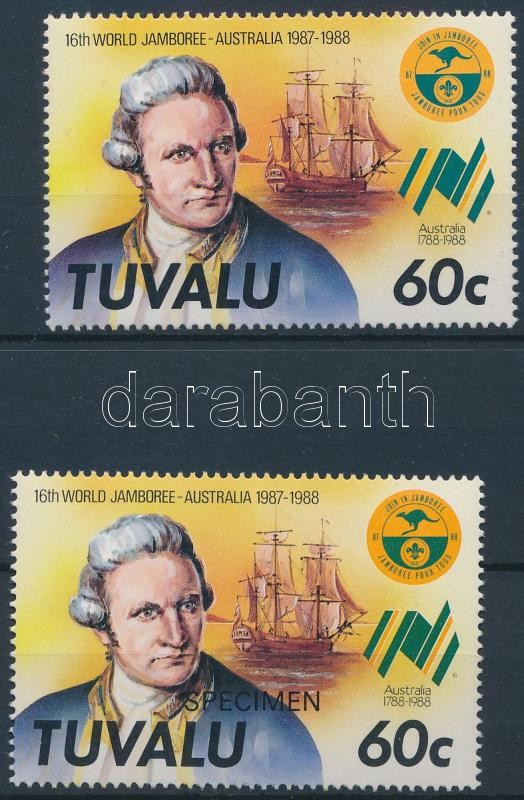 Scout stamp + copy with 'SPECIMEN', Cserkész bélyeg + 'SPECIMEN' feliratú mása