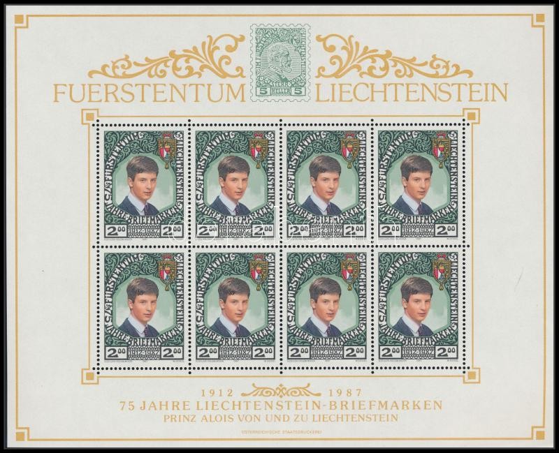 75th anniversary of liechtenstein stamps minisheet, 75 éves a liechtensteini bélyeg kisív