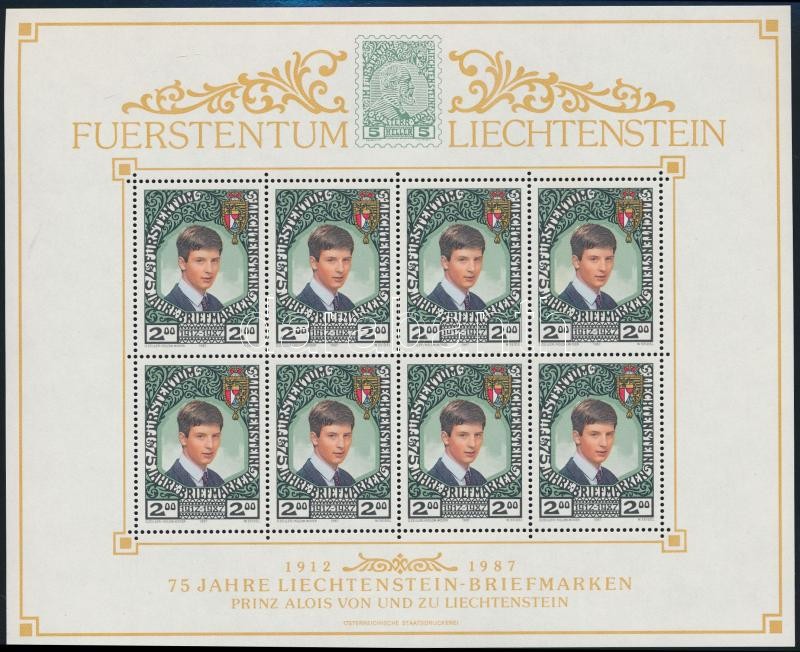 Liechtenstein stamp mini sheet, 75 éves a liechtensteini bélyeg kisív