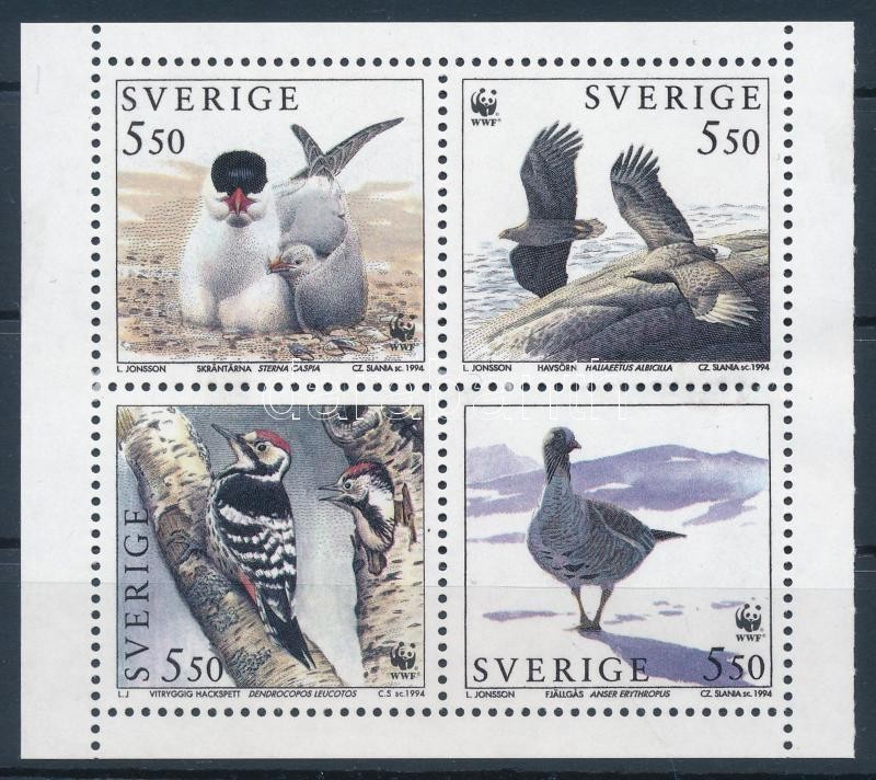 WWF: Madarak bélyegfüzetlap + sor 4 db FDC-n, WWF: Birds stamp-booklet sheet + set 4 FDC