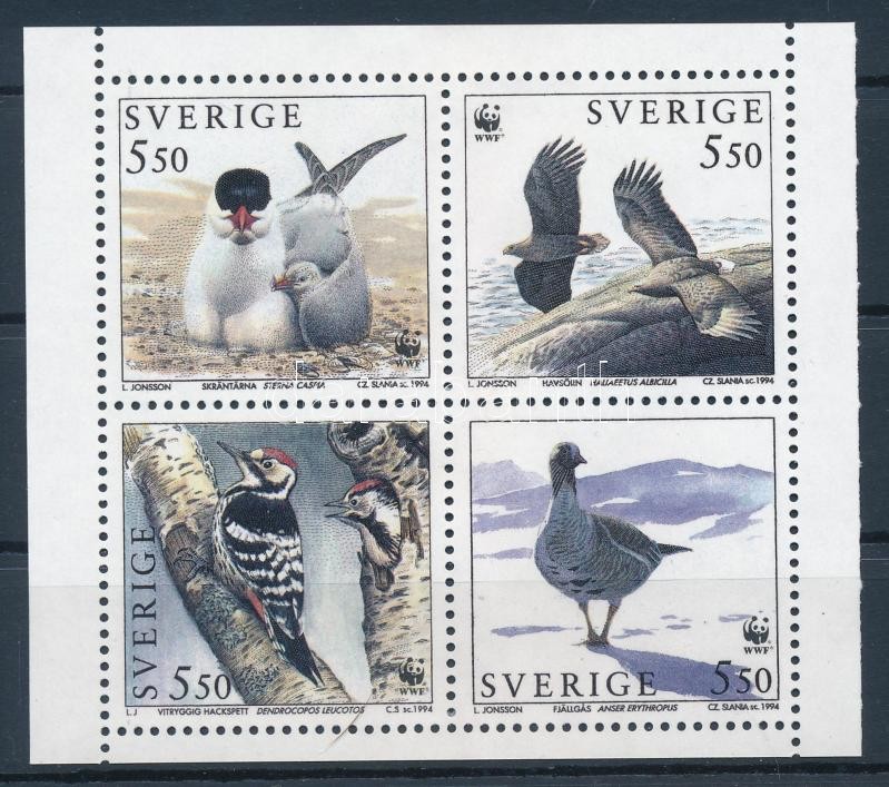 WWF: Madarak bélyegfüzetlap + sor 4 db FDC-n, WWF: Birds stamp booklet sheet + set on 4 FDC