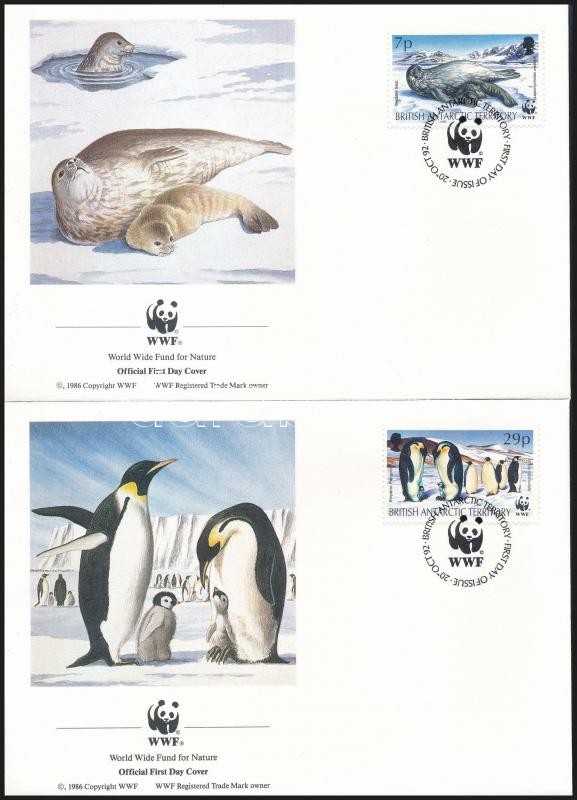 WWF Seals and pinguins set on 4 FDC, WWF: Fókák és pingvinek sor 4 db FDC-n