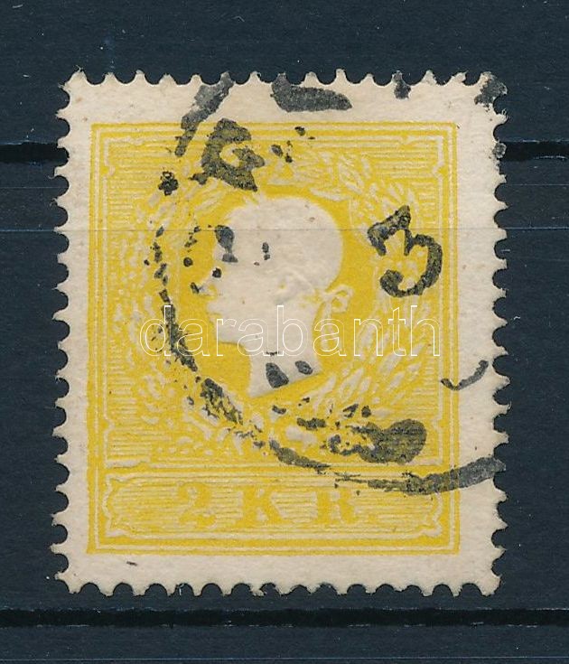 2kr II.  sulphur-yellow. Certificate: Steiner, 2kr II. kénsárga 