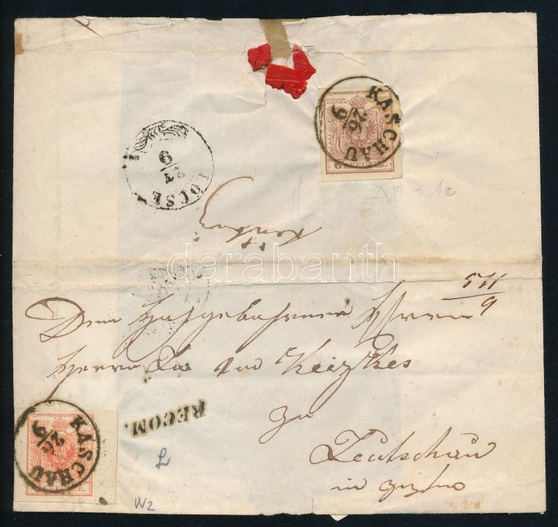 ~1852 3kr with margin + 6kr with watermark on registered cover 