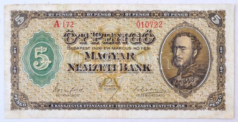 1926. 5P A172 010722 T:III restaurált Hungary 1926. 5 172. Closed Online auction Watches | Darabanth Auctions Co