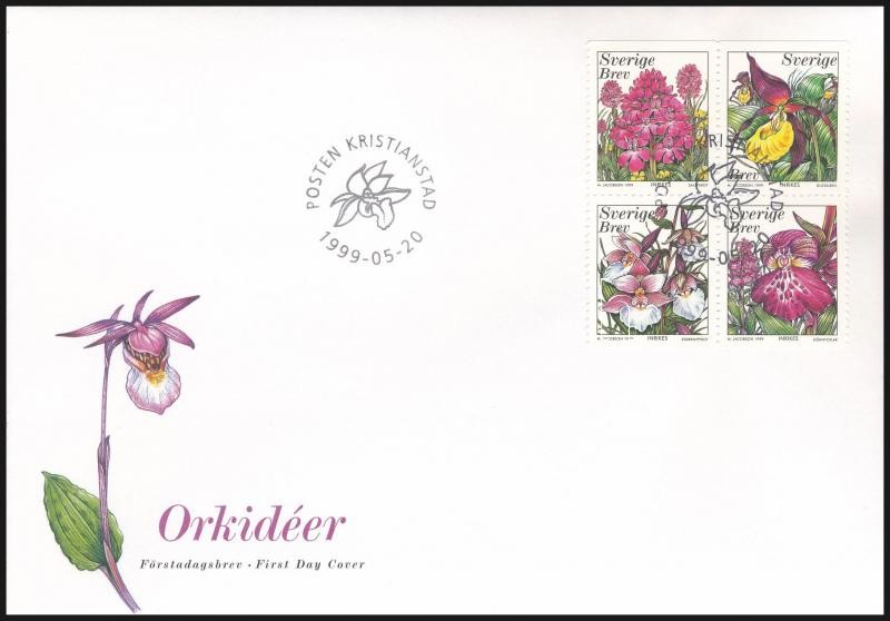 Orchids stamp-booklet sheet FDC, Orchidea bélyegfüzetlap FDC-n