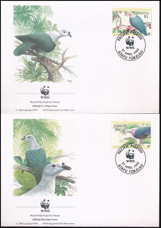 WWF: Bütykős császárgalamb sor 4 FDC-n, WWF Cubic Emperor Pigeon set 4 FDC