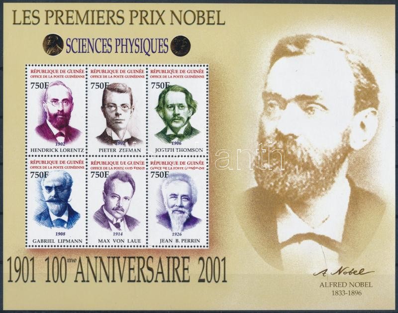 Centenary of Nobel Prize mini sheet, 100 éves a Nobel-díj kisív