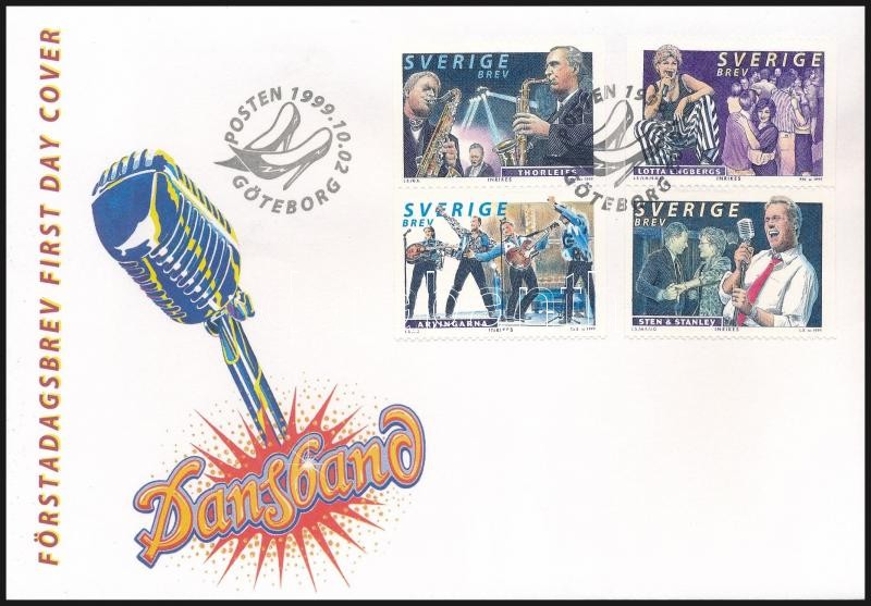 Dance, music block of 4 FDC, Tánc, zene négyestömb FDC-n