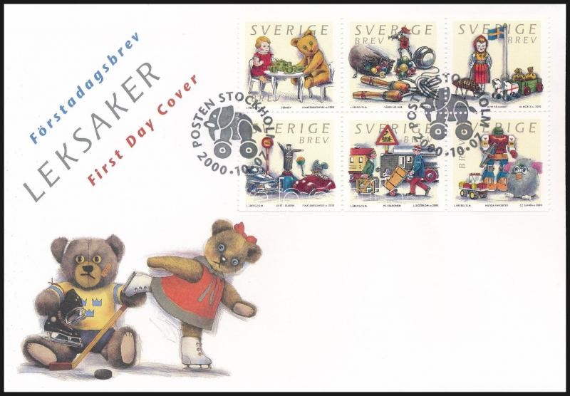 Toys block of 6 FDC, Játékok hatostömb FDC-n