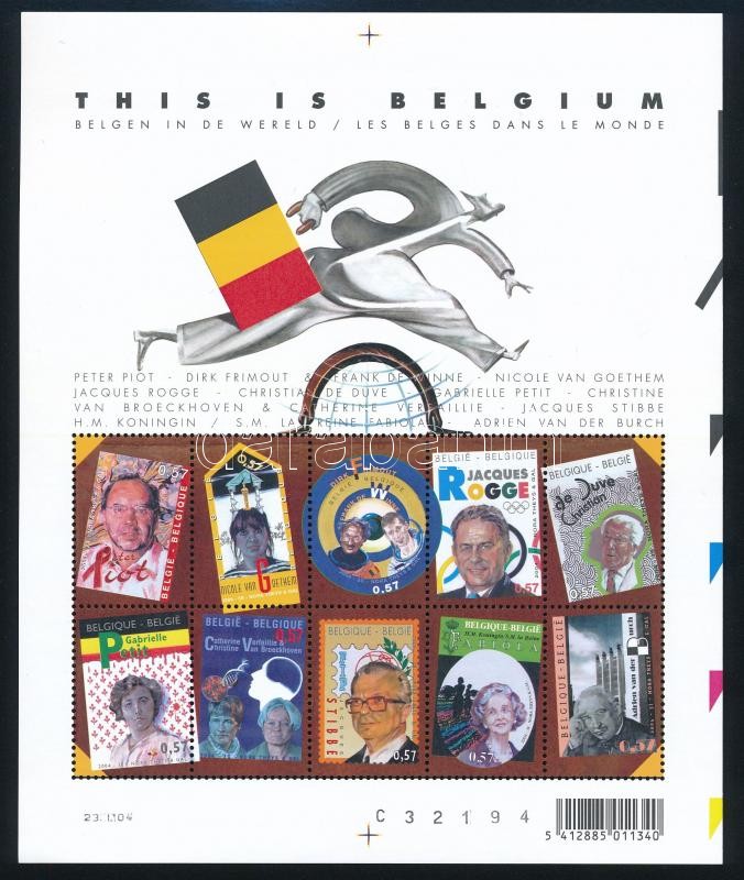 Híres belga emberek a világban kisív, Famous belgian people minisheet