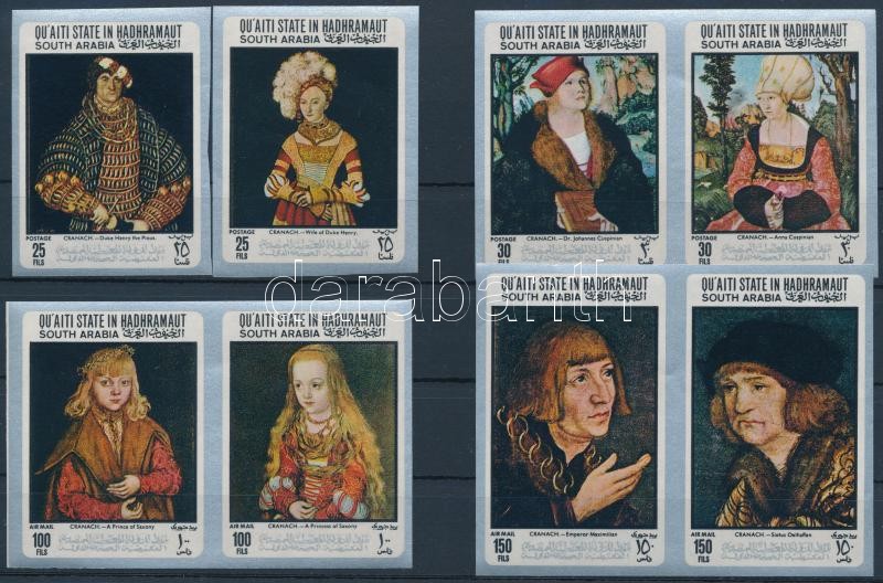 Lucas Cranach paintings imperforate set, Lucas Cranach festményei vágott sor