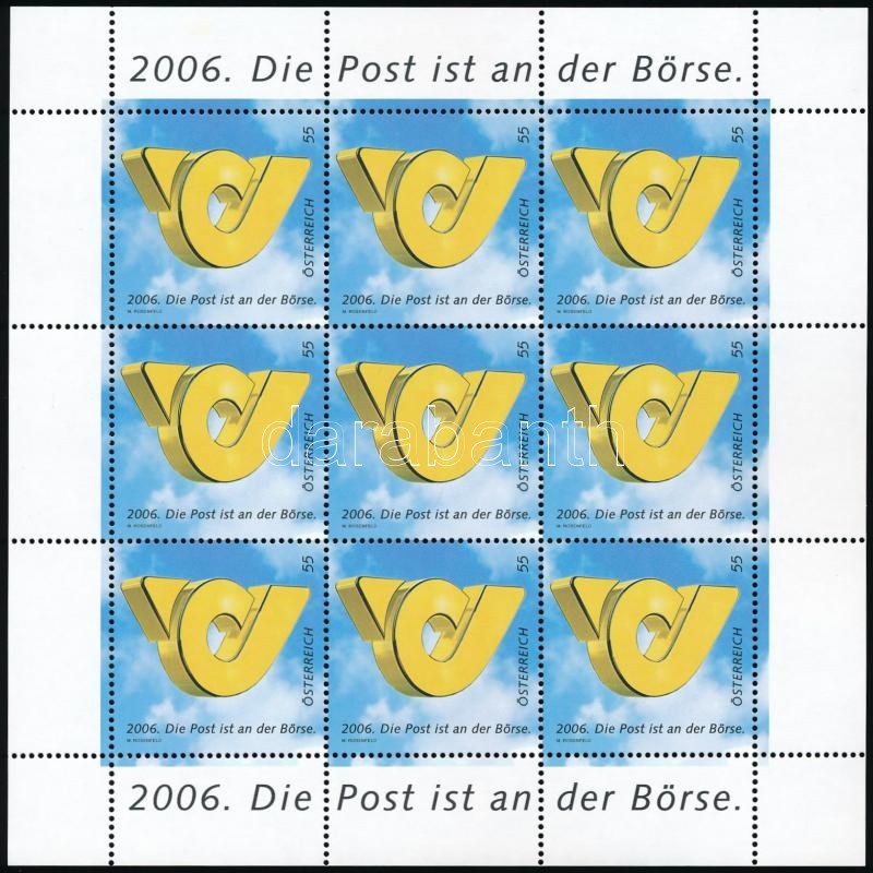 The partial privatization of the Austrian Post mini sheet, Az osztrák Posta részleges privatizációja kisív