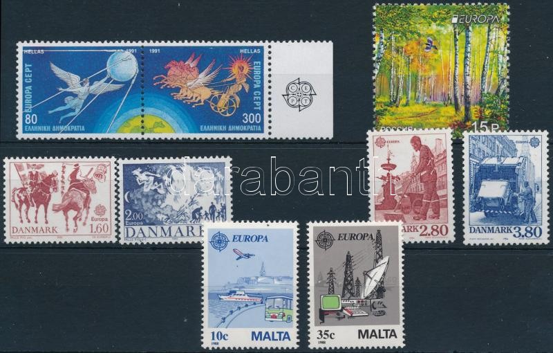 1981-2011 Europa CEPT 9 diff. stamps, 1981-2011 Europa CEPT: 9 klf bélyeg, közte egy ívszéli pár