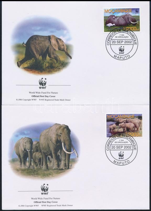 WWF Afrikai elefánt sor 4 FDC-n, WWF African elephant set on 4 FDC