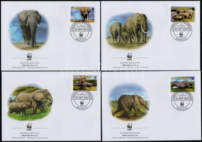 WWF Afrikai elefánt sor 4 FDC-n, WWF African elephant set on 4 FDC-s