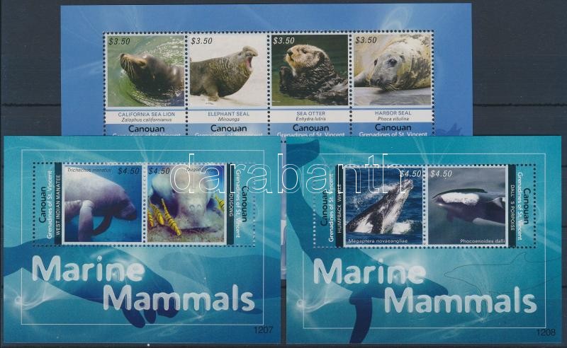Marine mammals mini sheet + blockset, Tengeri emlősök kisív + blokksor