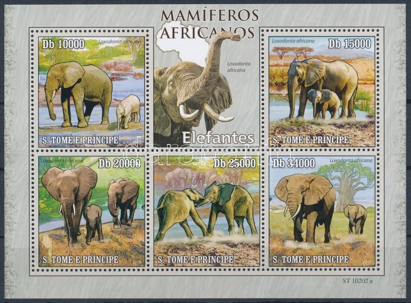 Mammals: Elephants mini sheet, Emlősök: Elefántok kisív