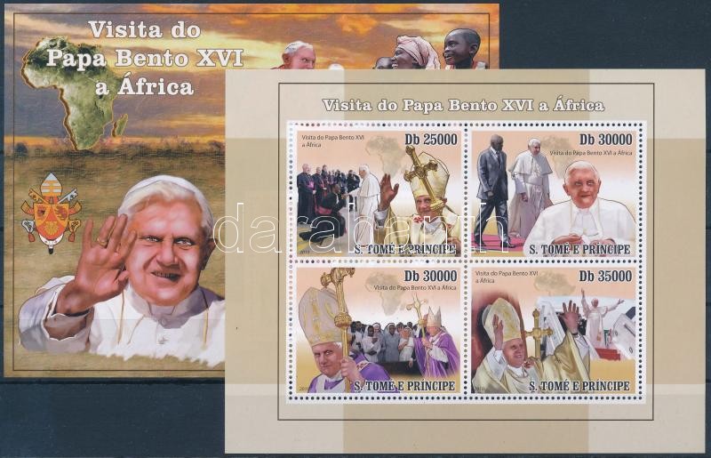 Pope Benedict's African trip mini sheet + block, Benedek pápa afrikai utazása kisív + blokk