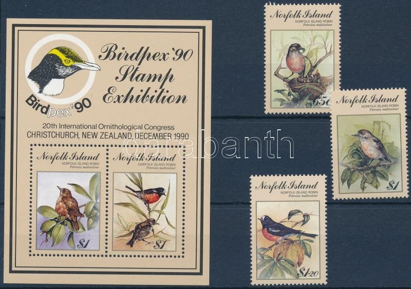 International Stampexhibition BIRDPEX, Birds set + block, Nemzetközi bélyegkiállítás BIRDPEX, Madarak sor + blokk