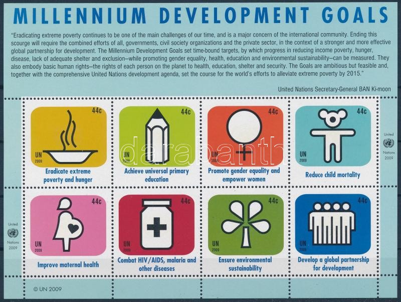 Millenniumi fejlesztési célok kisív, Millennium Development Goals minisheet