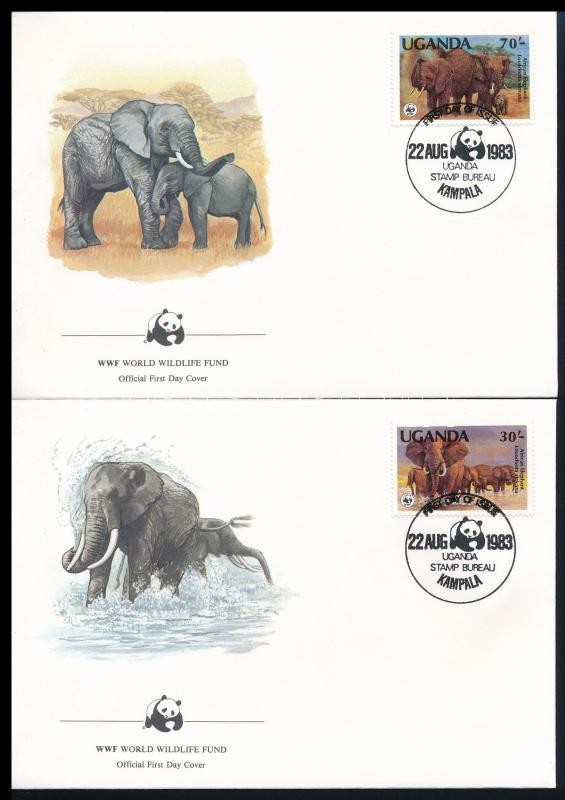 WWF Afrikai elefánt sor 4 db FDC-n, WWF African elephant set 4 FDC