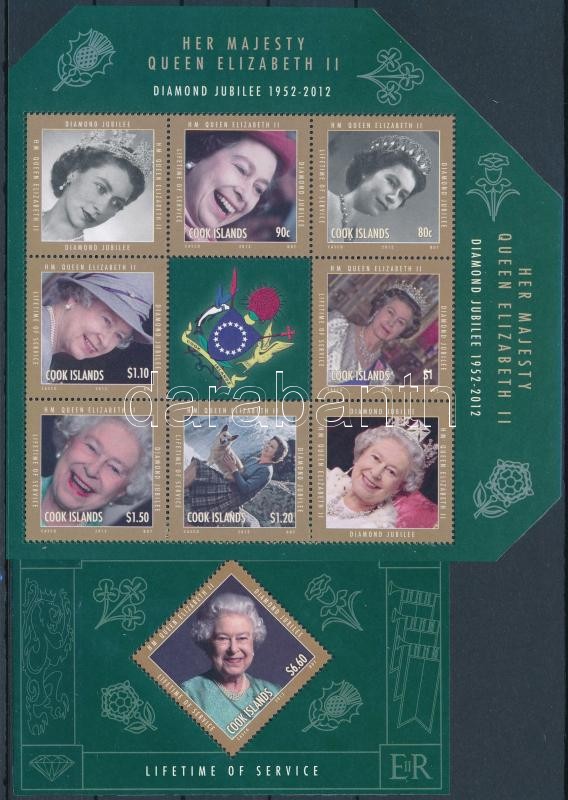 60th Anniversary of Queen Elisabeth II's enthronement mini-sheet + block, II. Erzsébet királyné trónra lépésének 60. évfordulója sor + kisív  + blokk