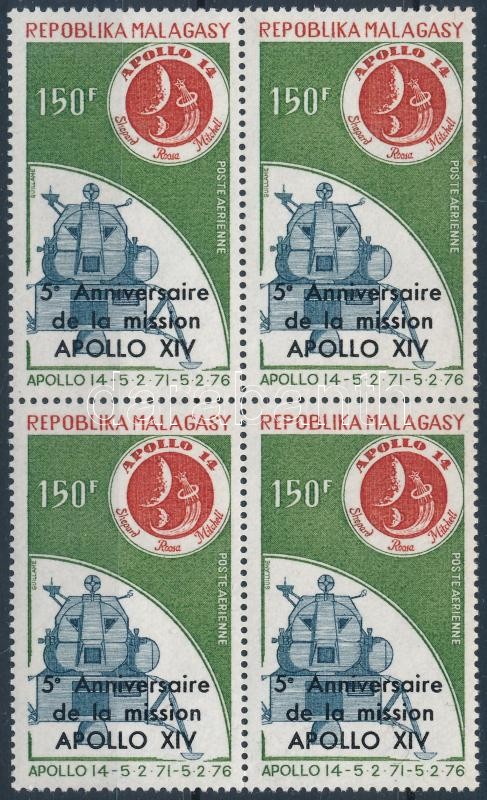 Apollo block of 4 with overprint, Apolló négyestömb felülnyomással