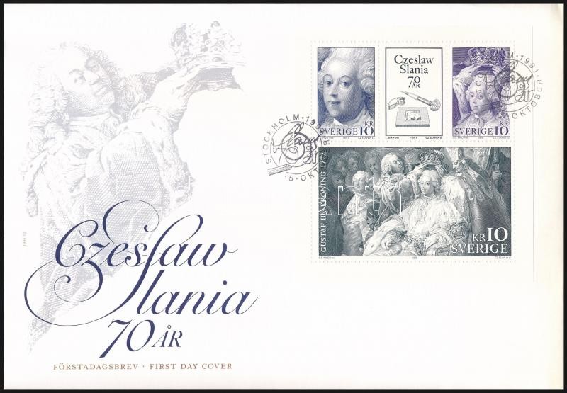 Czeslaw Slania stamp-booklet sheet FDC, Czeslaw Slania bélyegfüzetlap FDC-n