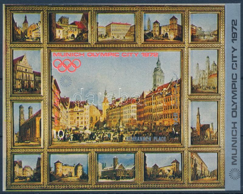 Munich Olympics imperforated block, Müncheni olimpia vágott blokk