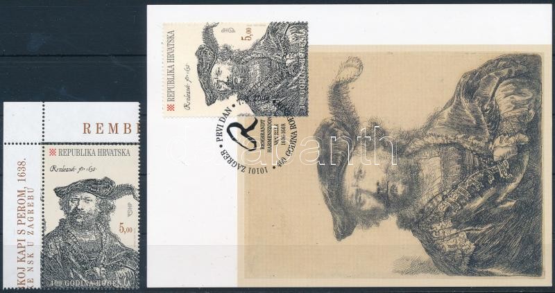 Rembrandt corner stamp + CM, Rembrandt ívsarki bélyeg + CM